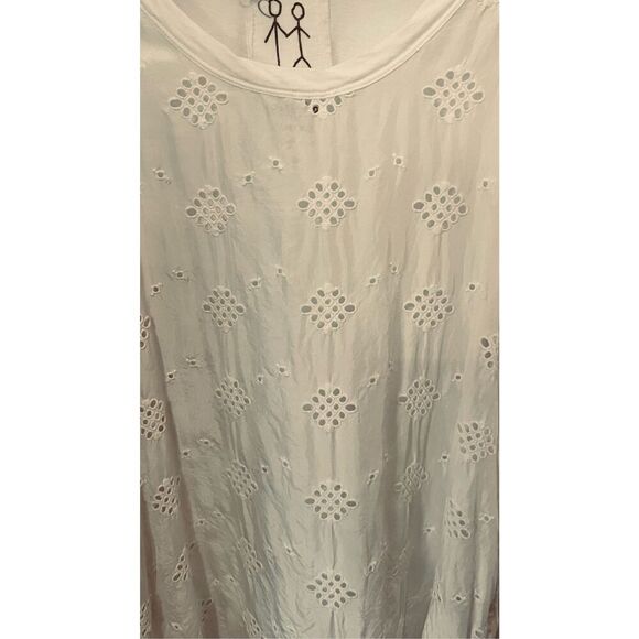 Johnny Was Pete & Greta White Silk Blend Eyelet Sleeveless Top Size S - Picture 2 of 9